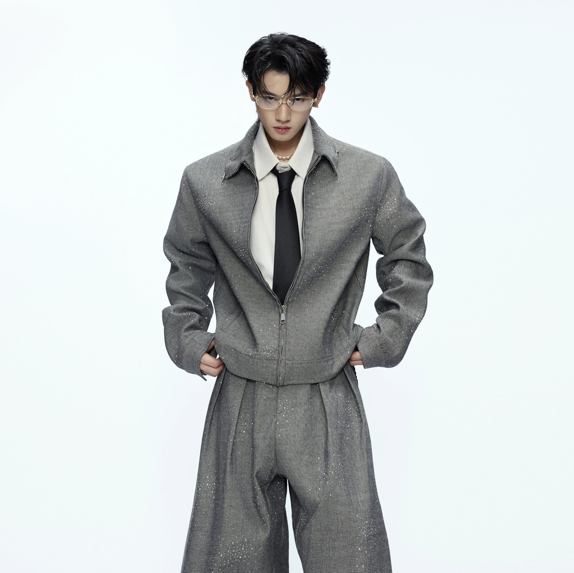 Back view of relaxed fit wide-leg streetwear pants in khaki.