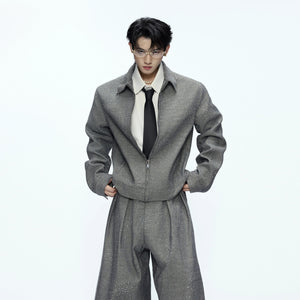 Back view of relaxed fit wide-leg streetwear pants in khaki.