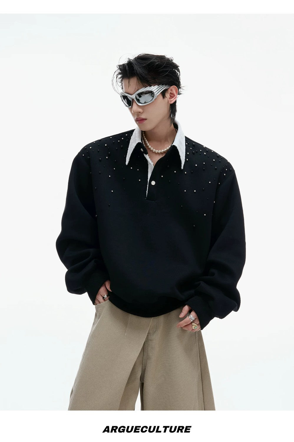 desc::starry-pearl-embellished-polo-sweatshirt-oversized-detail-img-13