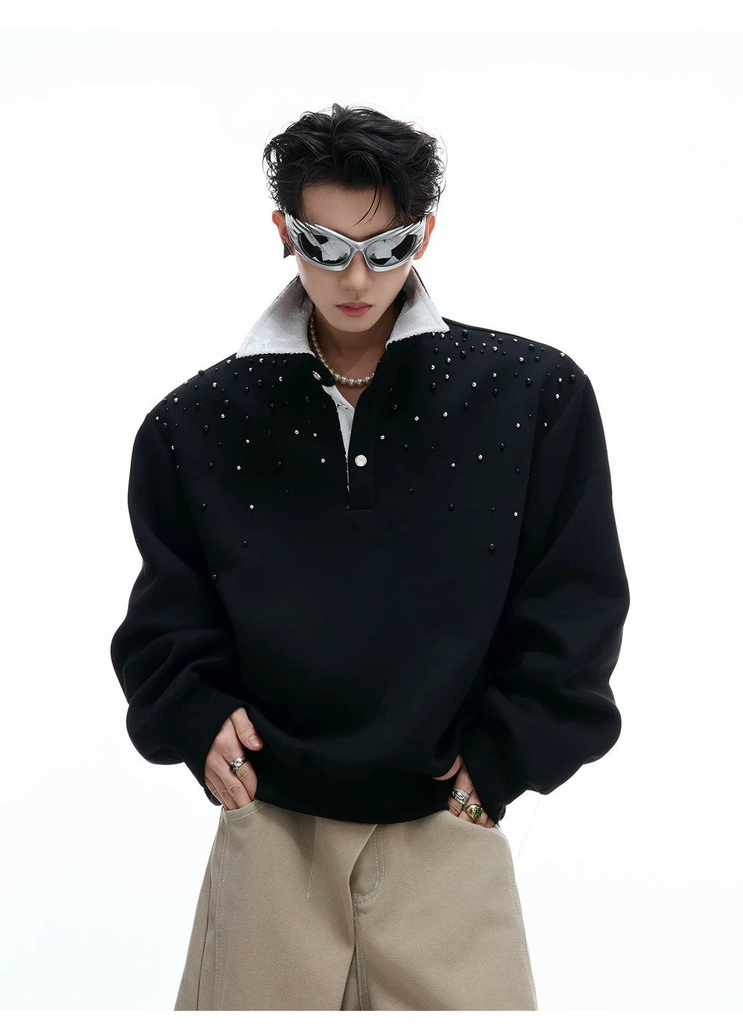 desc::starry-pearl-embellished-polo-sweatshirt-oversized-detail-img-6