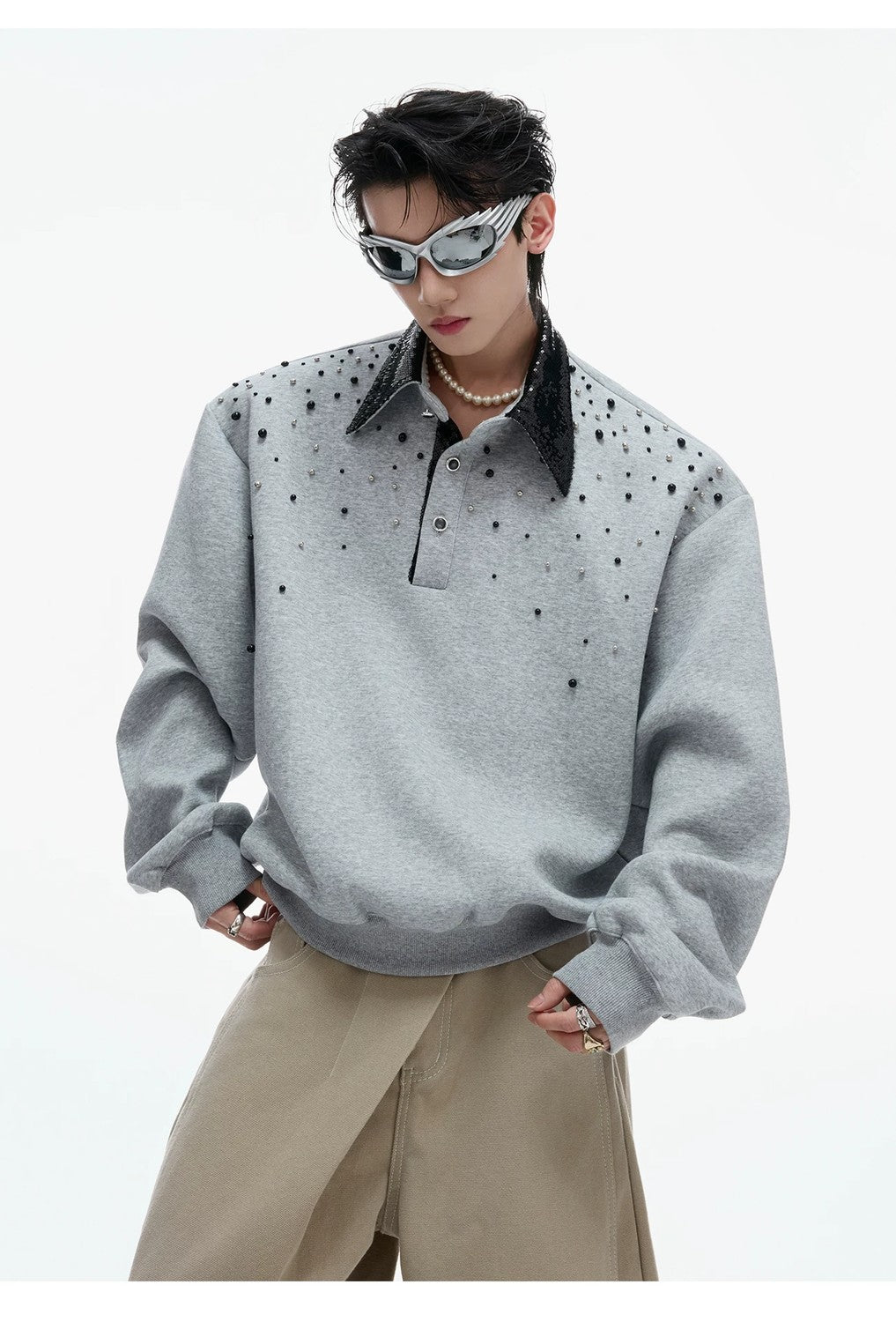desc::starry-pearl-embellished-polo-sweatshirt-oversized-detail-img-7