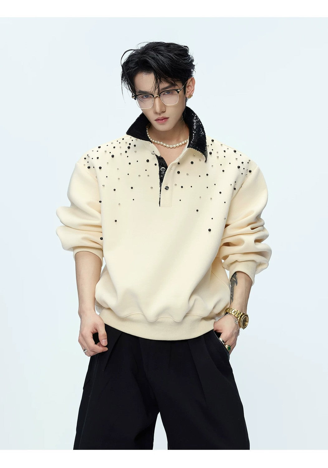 desc::starry-pearl-embellished-polo-sweatshirt-oversized-detail-img-8