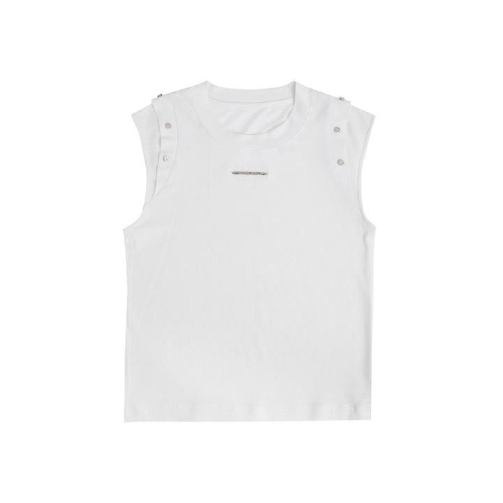 Street Hip - Hop Sheen Slim - Fit Tank Top with Sequin & Metallic Buttons - ArguE CulturE