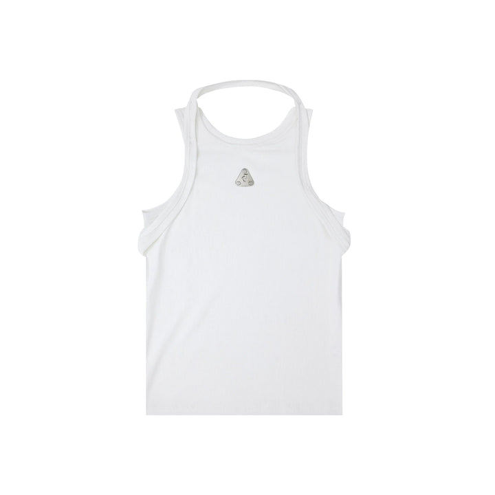 Streetwear Double - Strap Slim - Fit Tank Top with Textured & Metallic Logo - ArguE CulturE