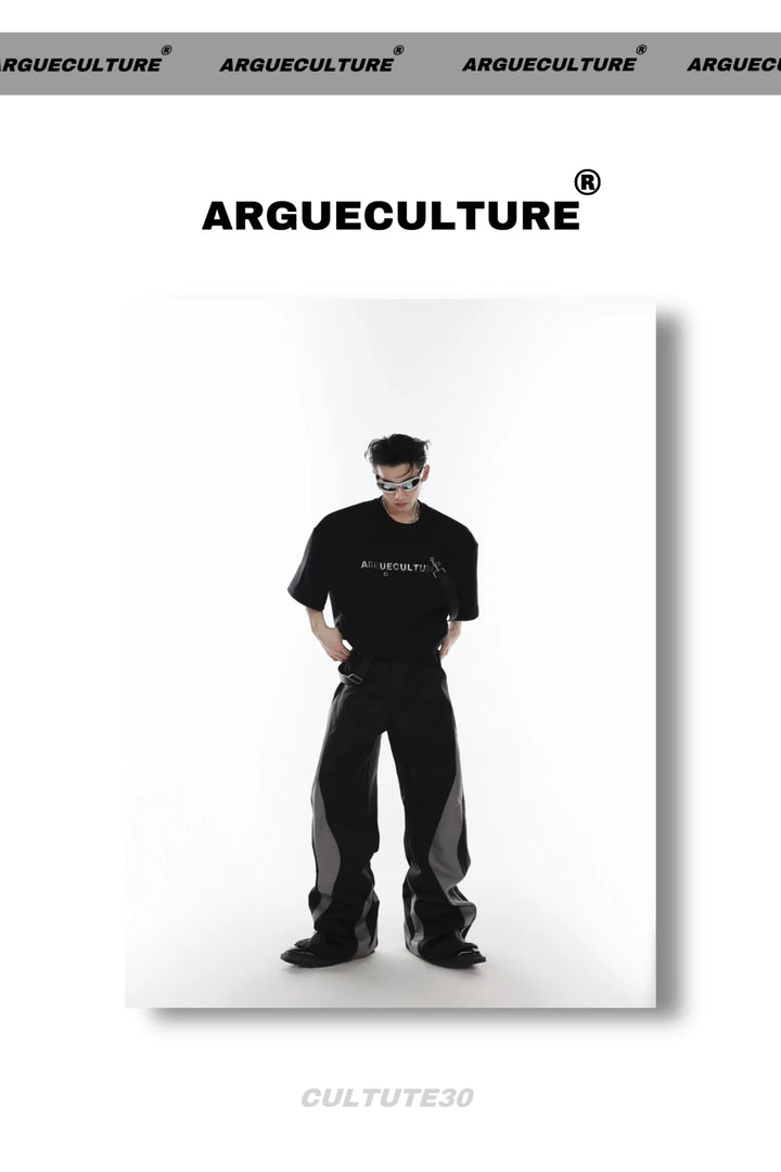 Streetwear Loose Short - Sleeve T - Shirt with Metallic Logo & Tie Detailing - ArguE CulturE