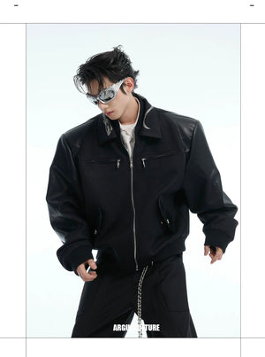 desc::streetwear-snake-pattern-patchwork-cropped-jacket-detail-img-1