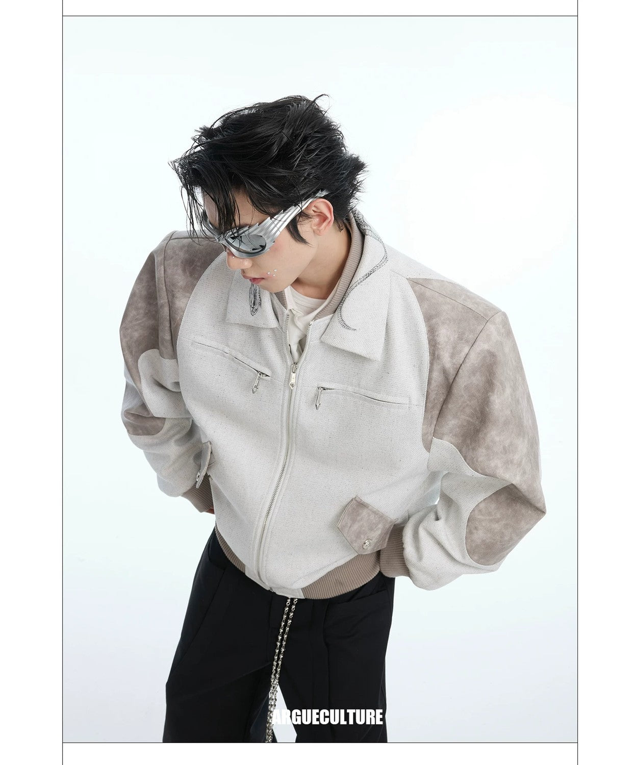 desc::streetwear-snake-pattern-patchwork-cropped-jacket-detail-img-10