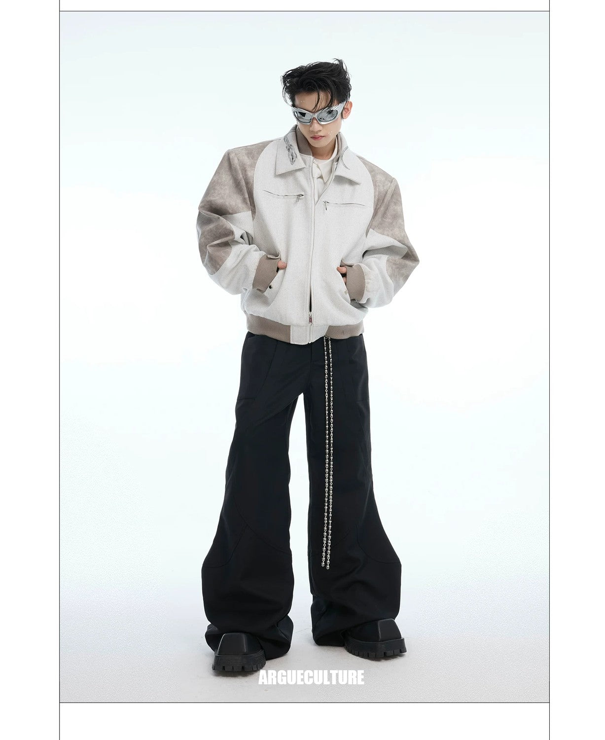 desc::streetwear-snake-pattern-patchwork-cropped-jacket-detail-img-13