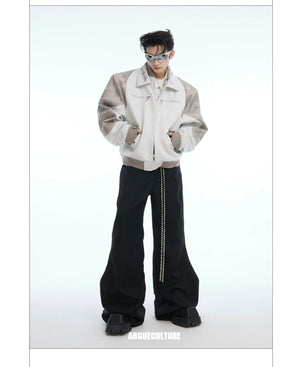 desc::streetwear-snake-pattern-patchwork-cropped-jacket-detail-img-13