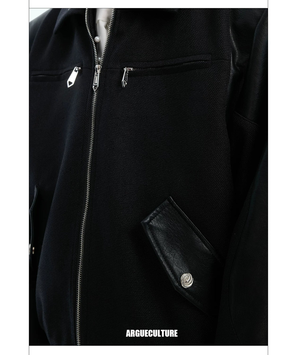 desc::streetwear-snake-pattern-patchwork-cropped-jacket-detail-img-3