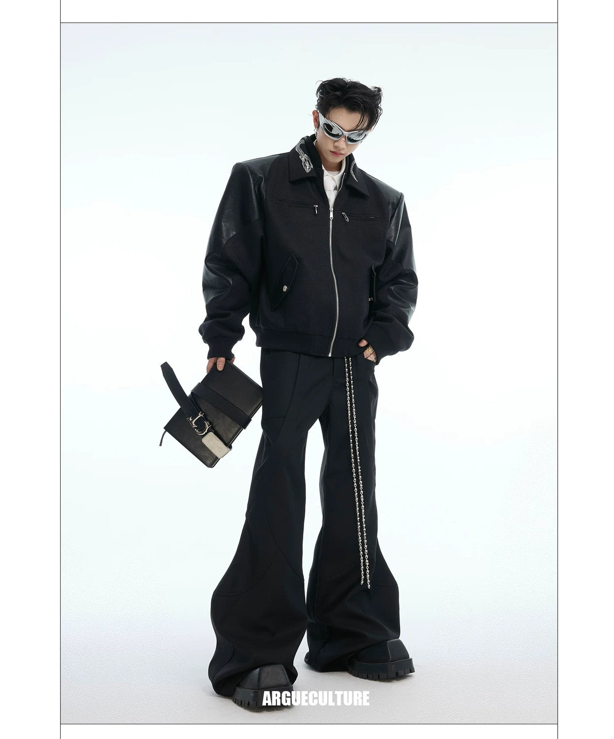 desc::streetwear-snake-pattern-patchwork-cropped-jacket-detail-img-5