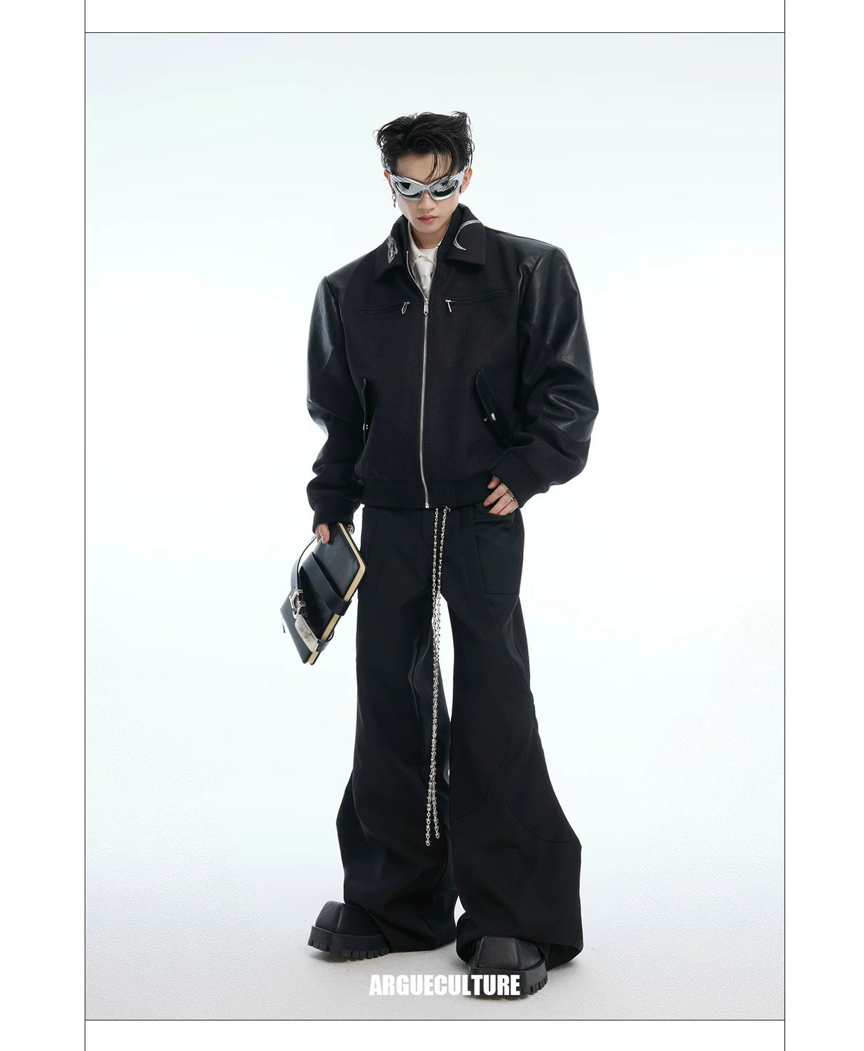 desc::streetwear-snake-pattern-patchwork-cropped-jacket-detail-img-6