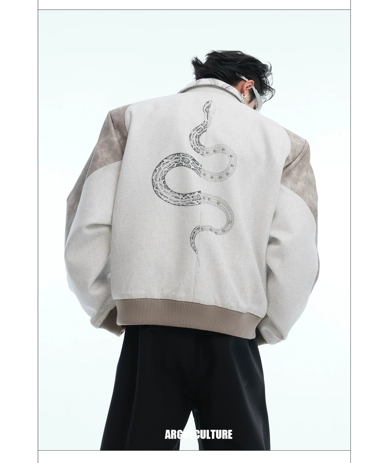 desc::streetwear-snake-pattern-patchwork-cropped-jacket-detail-img-9