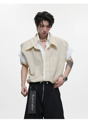 desc::striped-faux-2-piece-short-sleeve-shirt-oversized-preppy-tee-detail-img-4