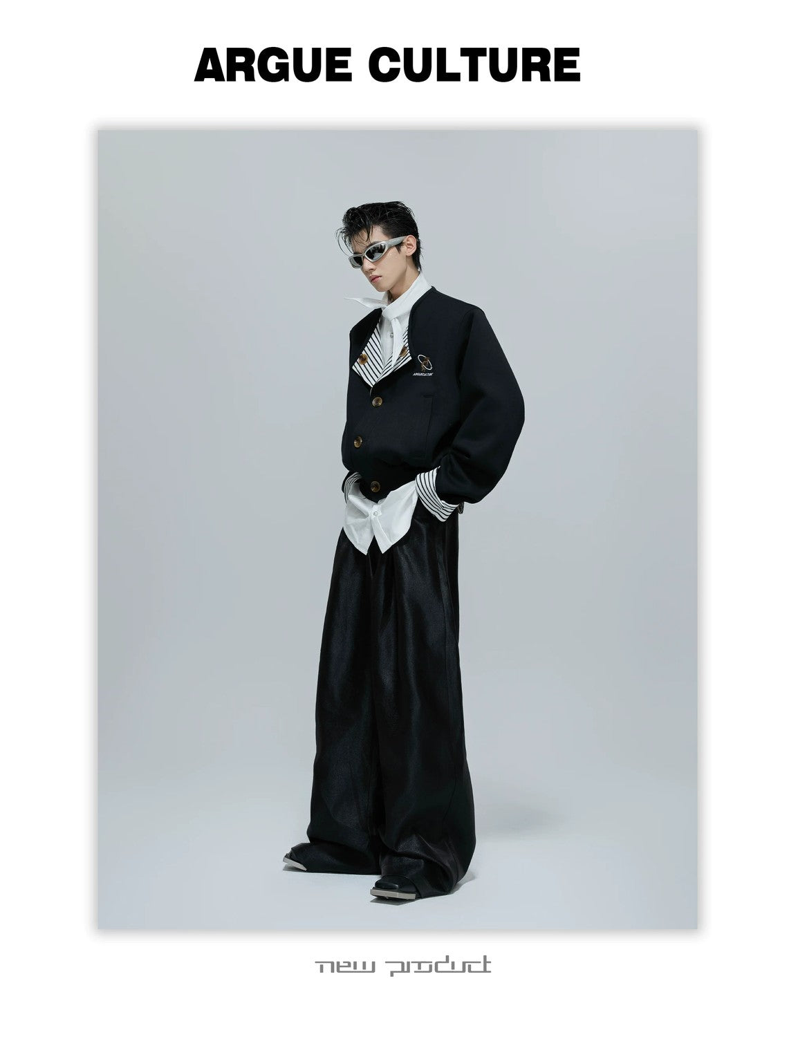 desc::striped-faux-two-piece-collarless-varsity-jacket-detail-img-18
