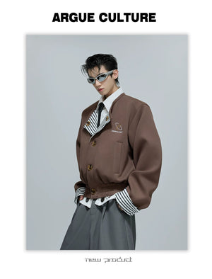 desc::striped-faux-two-piece-collarless-varsity-jacket-detail-img-5