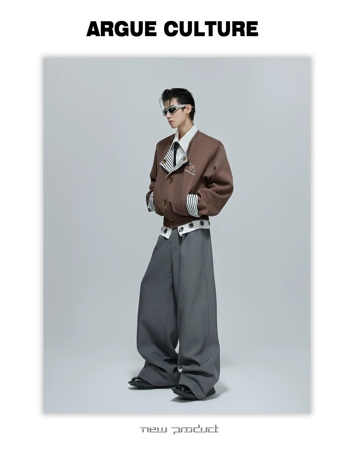 desc::striped-faux-two-piece-collarless-varsity-jacket-detail-img-8