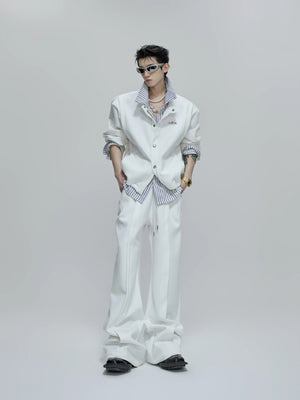 striped-faux-two-piece-patchwork-cardigan-sweatshirt-set-black-pants