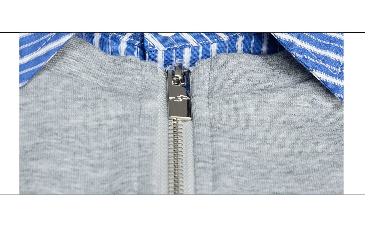 Striped Layered-Look Shirt with Metal Zip Detail Streetwear - detail image 20