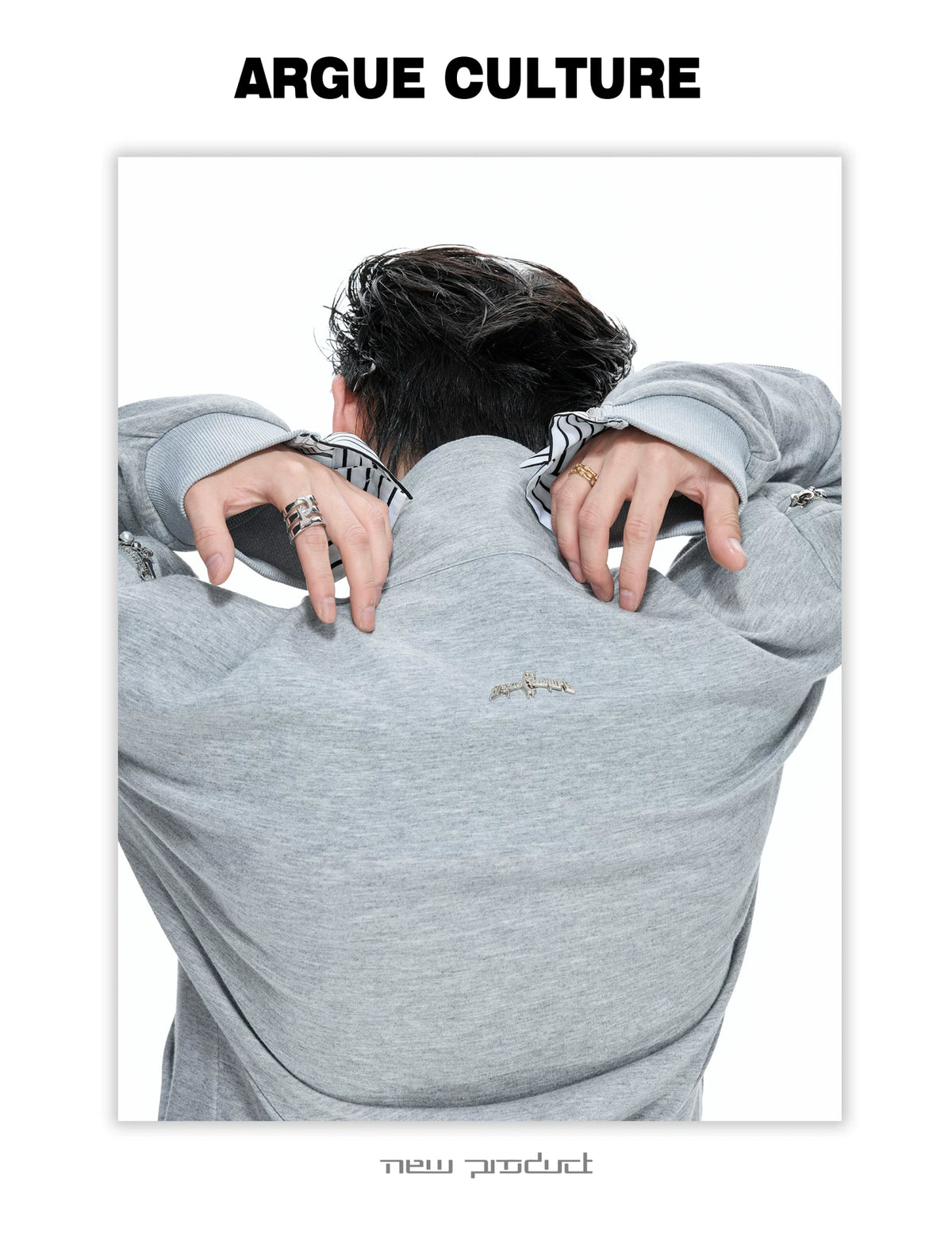 Striped Ribbon Zip Sweatshirt Top & Flared Pants - detail image 5