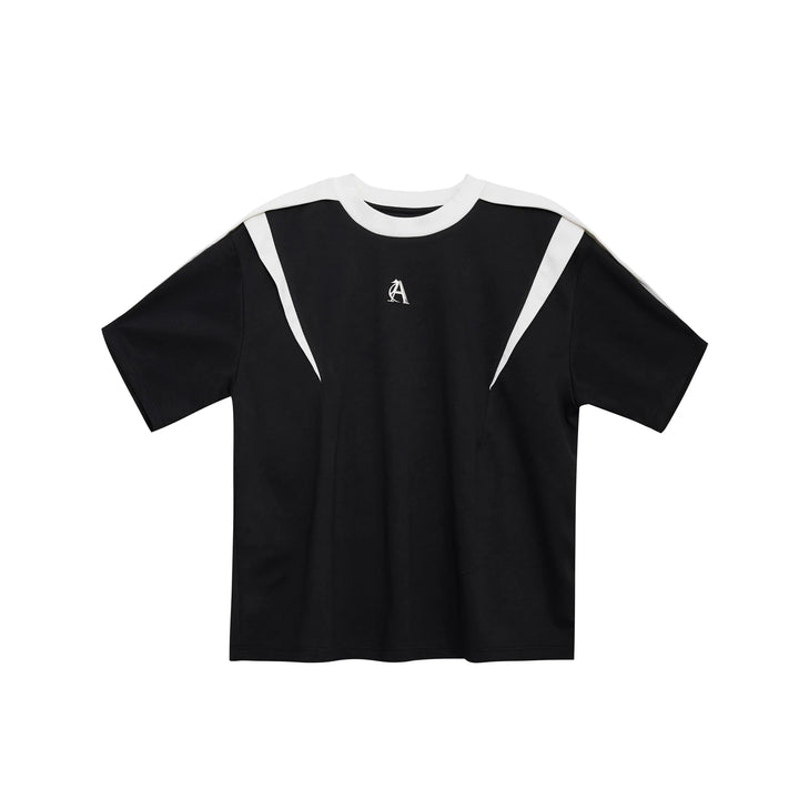 Summer Color Block Spliced Short Sleeve T - Shirt with Textured Design - ArguE CulturE