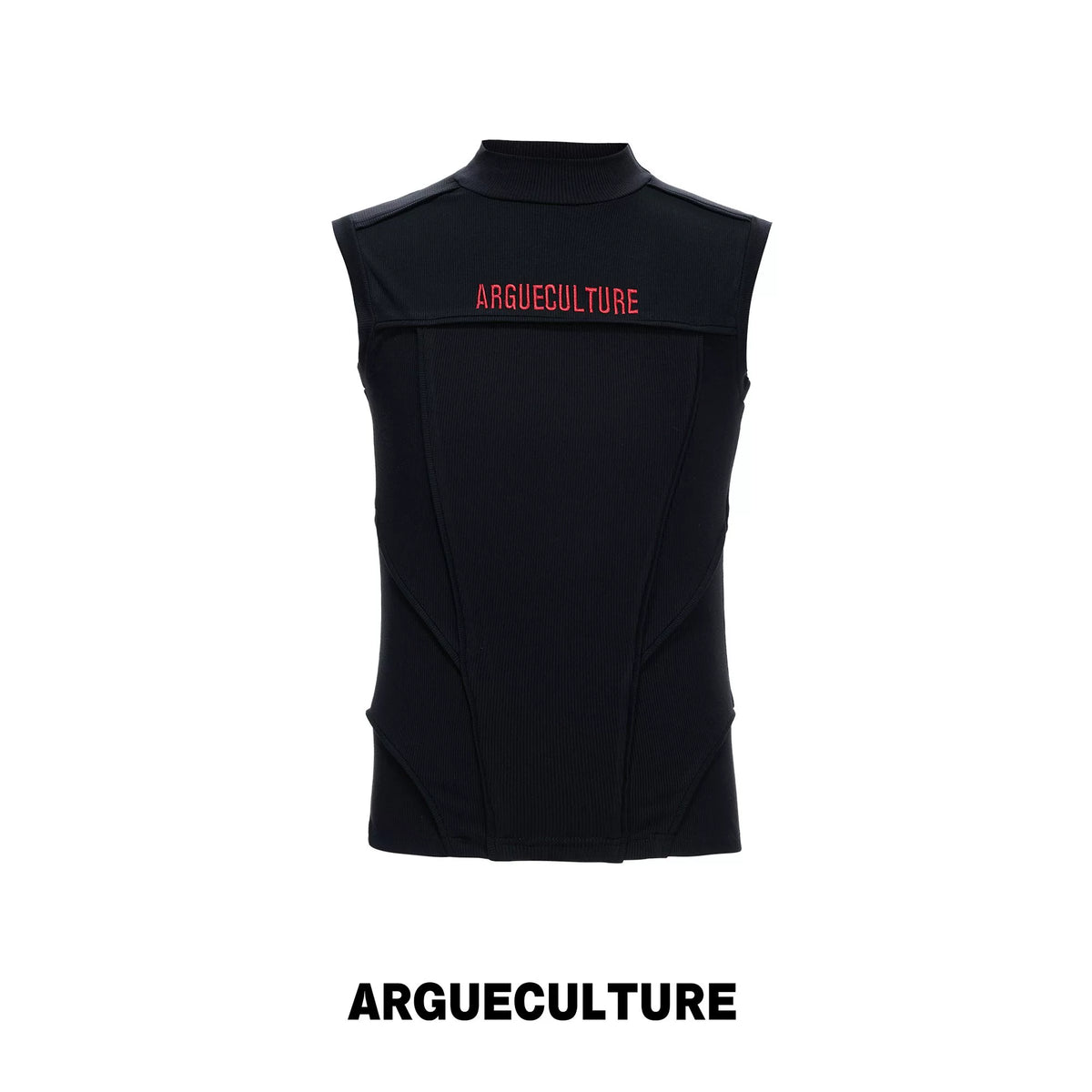 Men's Structured Seam Mock-Neck Sleeveless Tank Top - Black