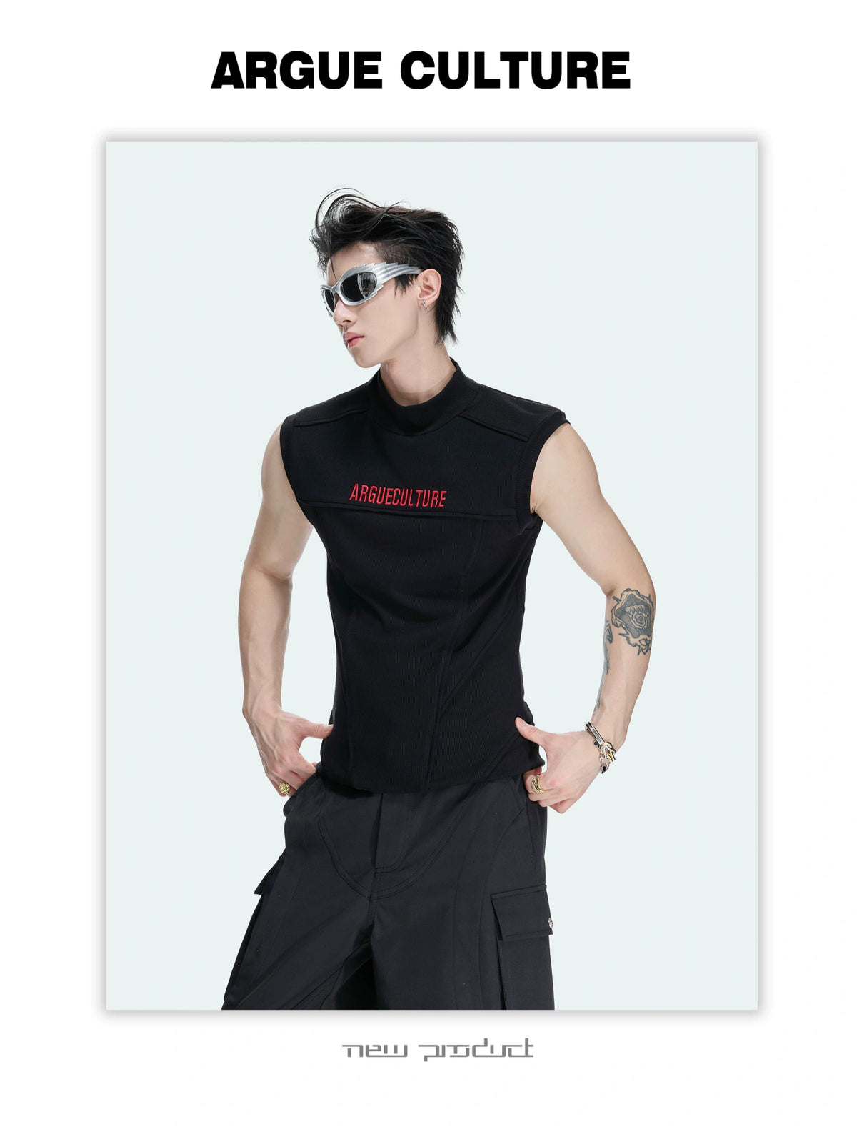 Men's Structured Seam Mock-Neck Sleeveless Tank Top - detail image 14