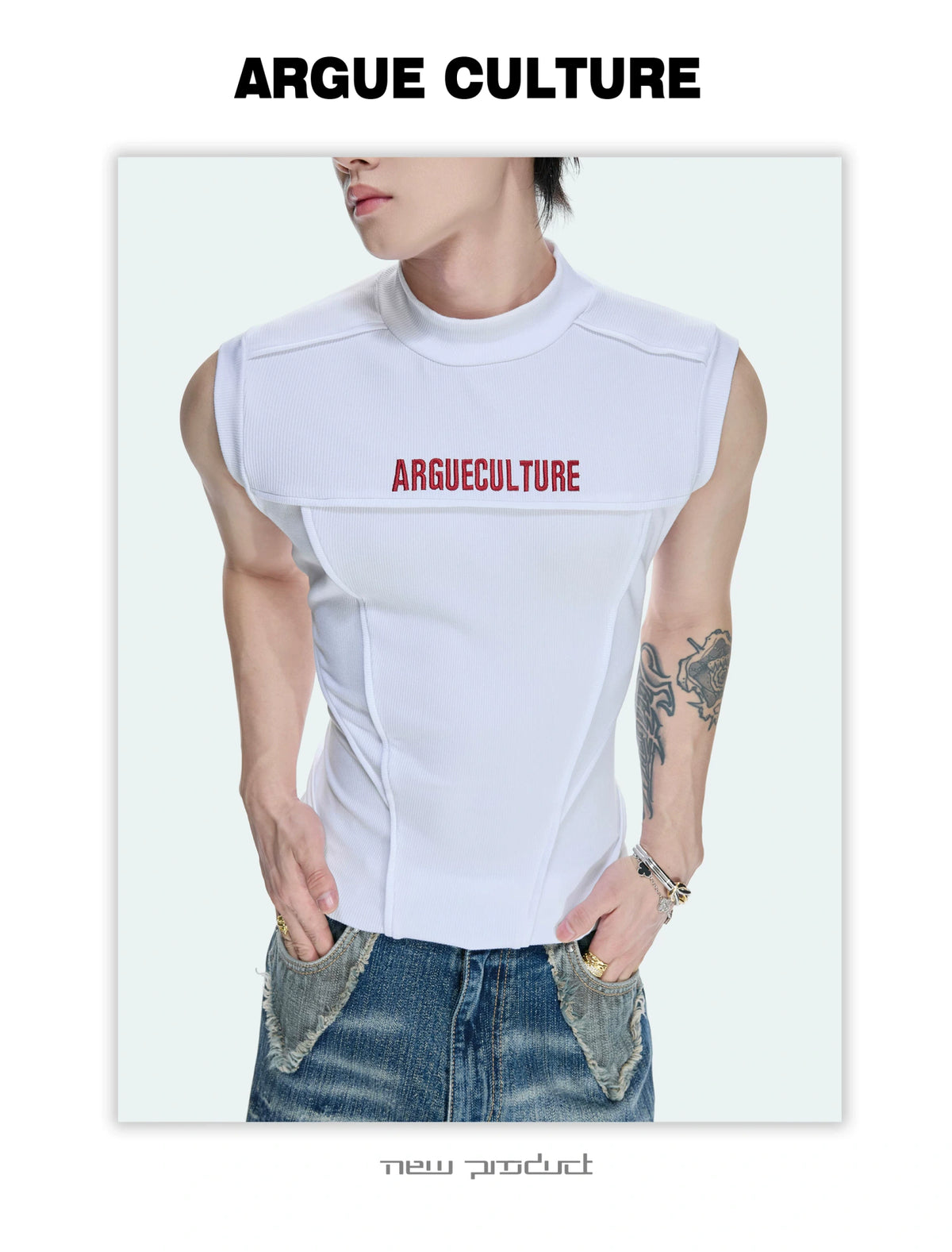Men's Structured Seam Mock-Neck Sleeveless Tank Top - detail image 6