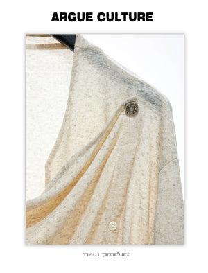 Draped Cowl Neck Asymmetric Button Top