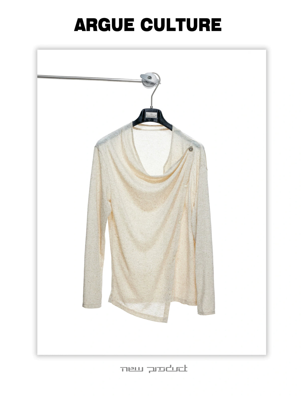 Draped Cowl Neck Asymmetric Button Top