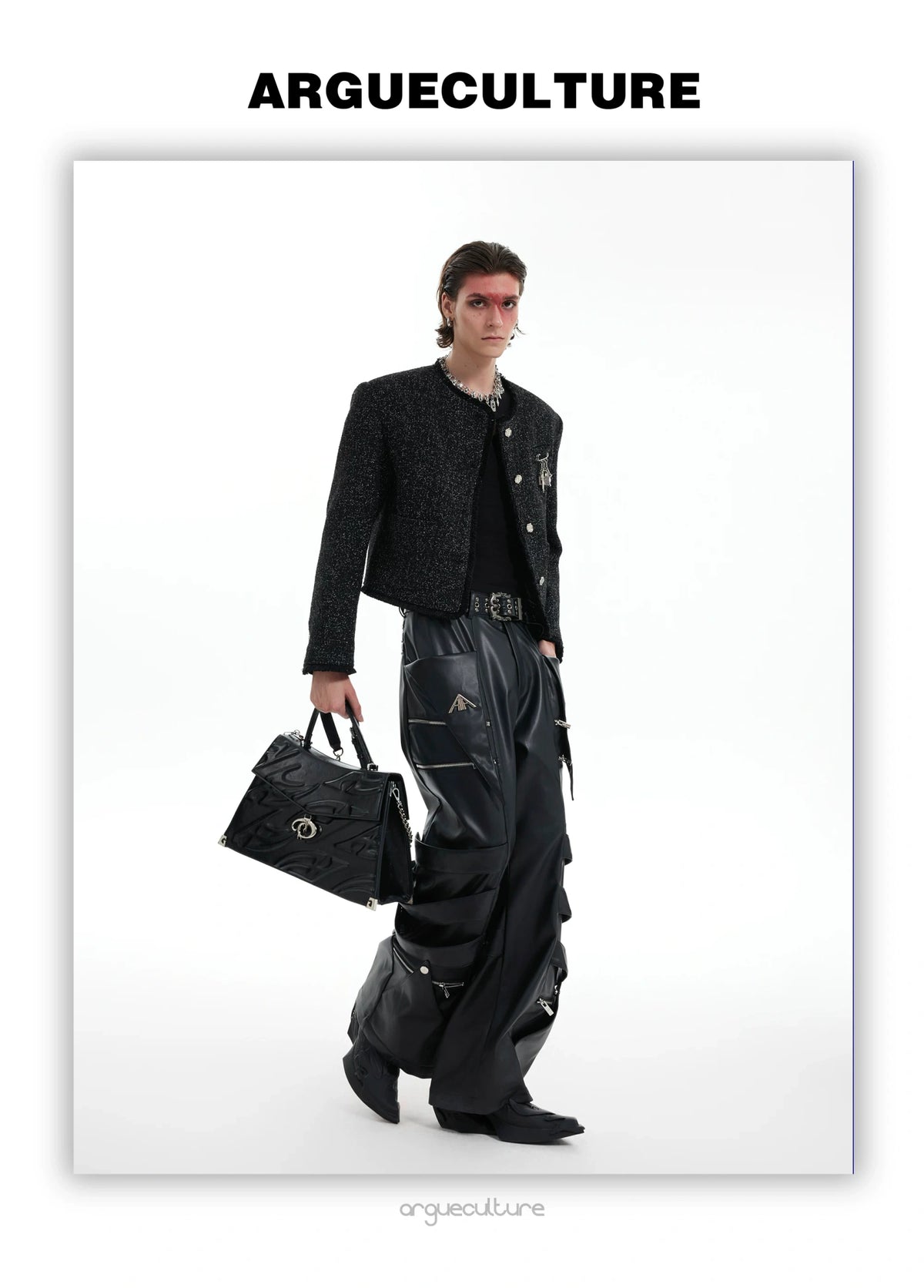 Textured Black Cropped Button Jacket - product detail