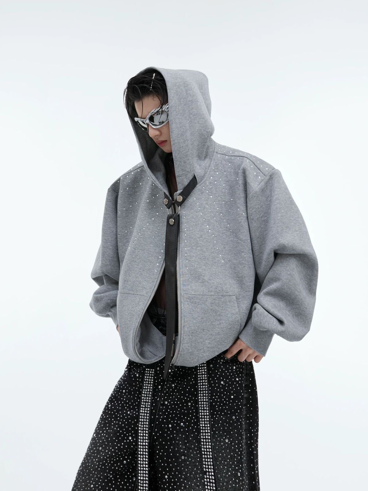 Detachable Tie Relaxed Hooded Jacket - product detail
