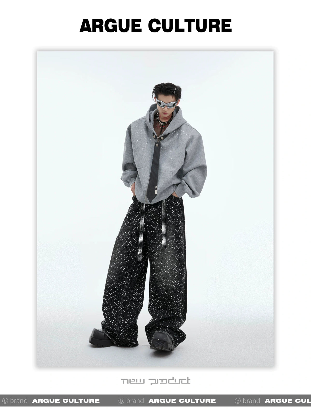 Crystal-Detail Relaxed Straight-Leg Jeans - product detail