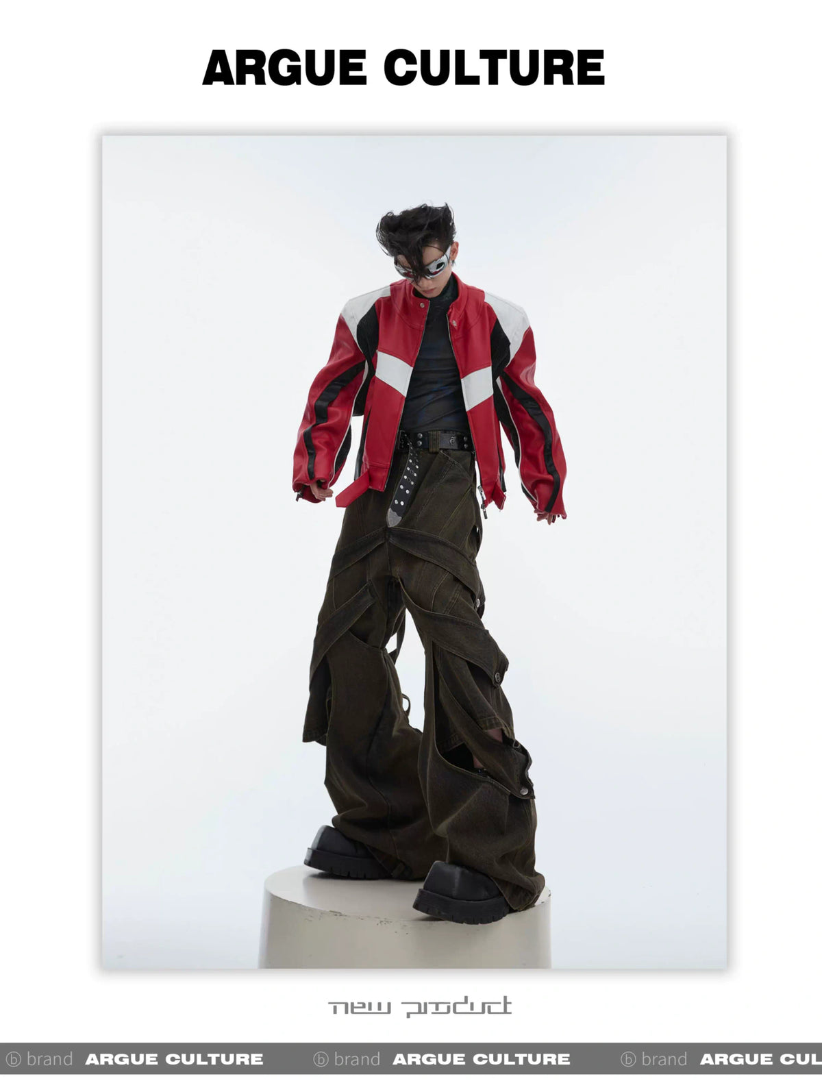 Washed Cutout Flared Utility Jeans - product detail