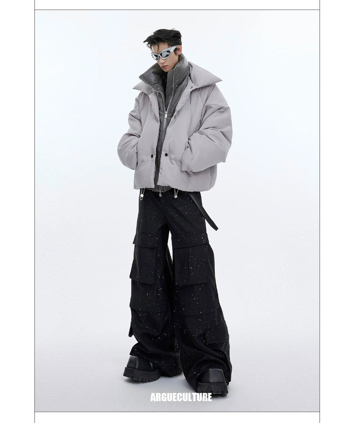 Liquid Sheen Layered Padded Jacket - product detail