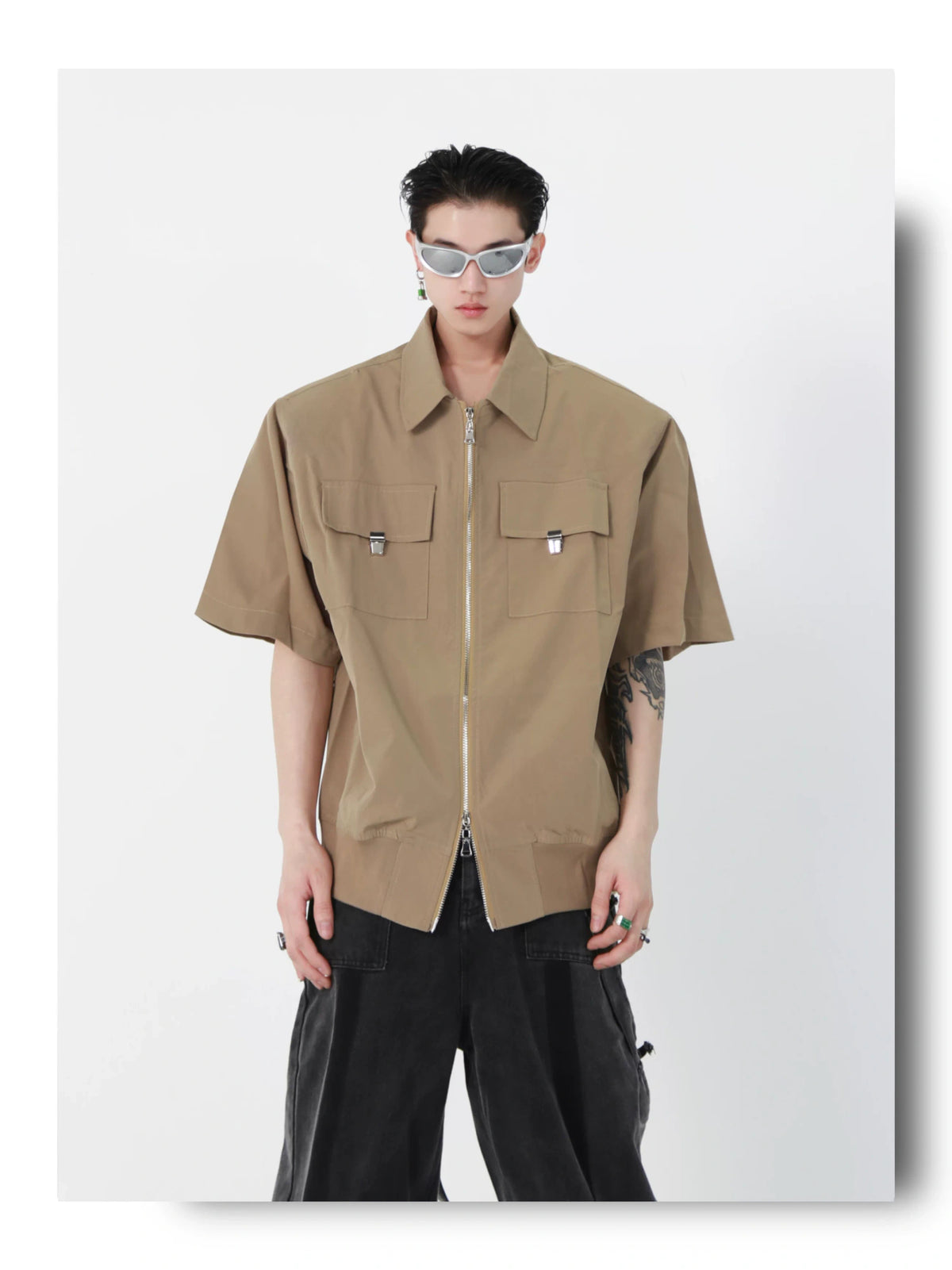 Cropped Metal-Accent Zip Jacket - product detail