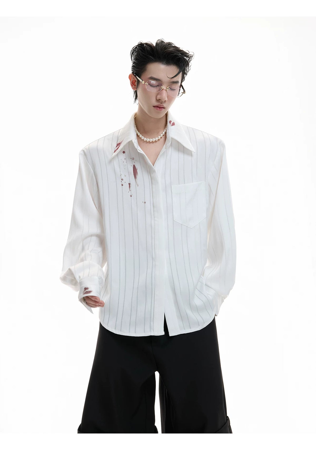 Striped Lipstick Print Shirt - product detail