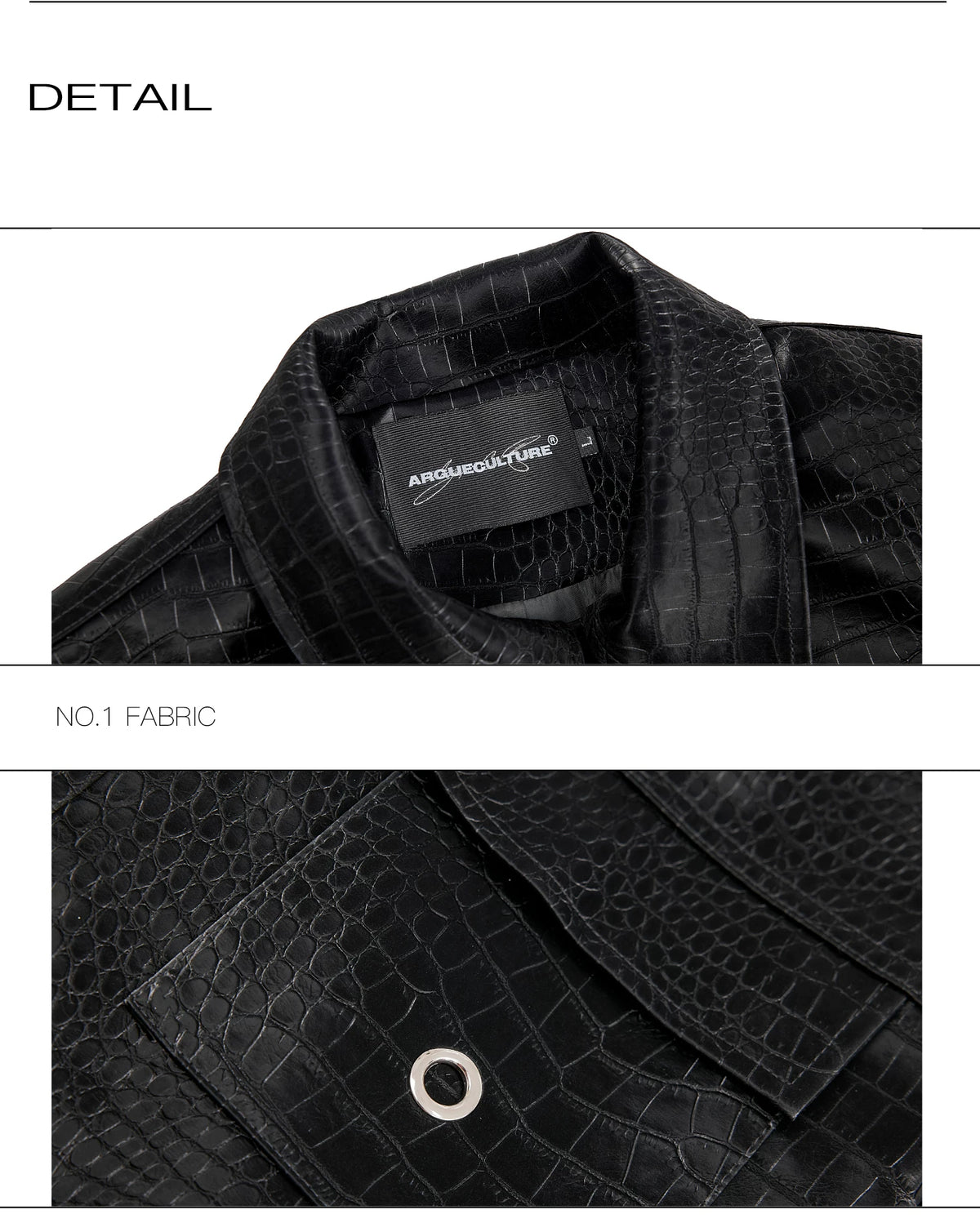 Crocodile-Texture PU Jacket - product detail