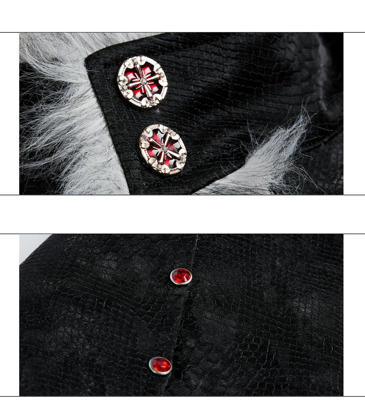 Oversized Faux Leather Fur-Collar Jacket - product detail