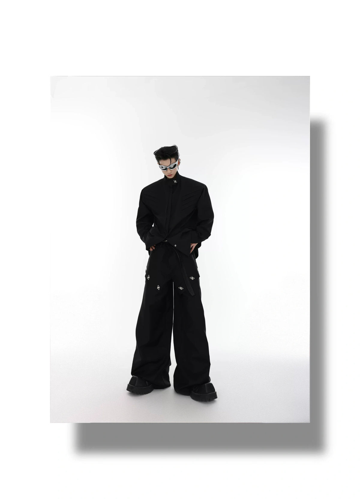 Pleated Stand-Collar Shirt - product detail