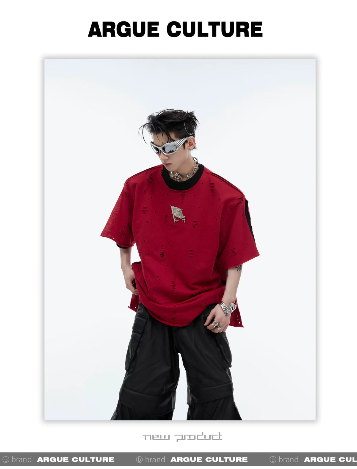Deconstructed Logo Shoulder-Pad Tee - product detail