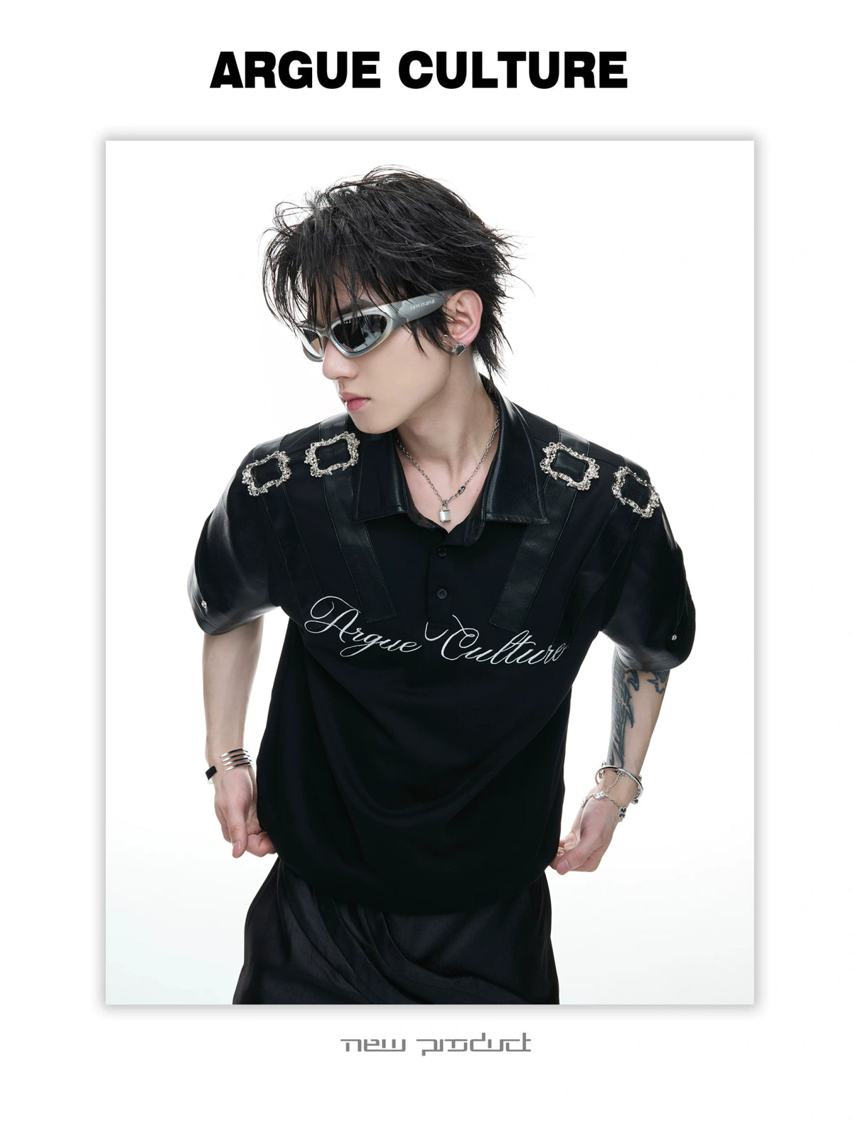 Embroidered Contrast-Collar Polo Shirt - product detail