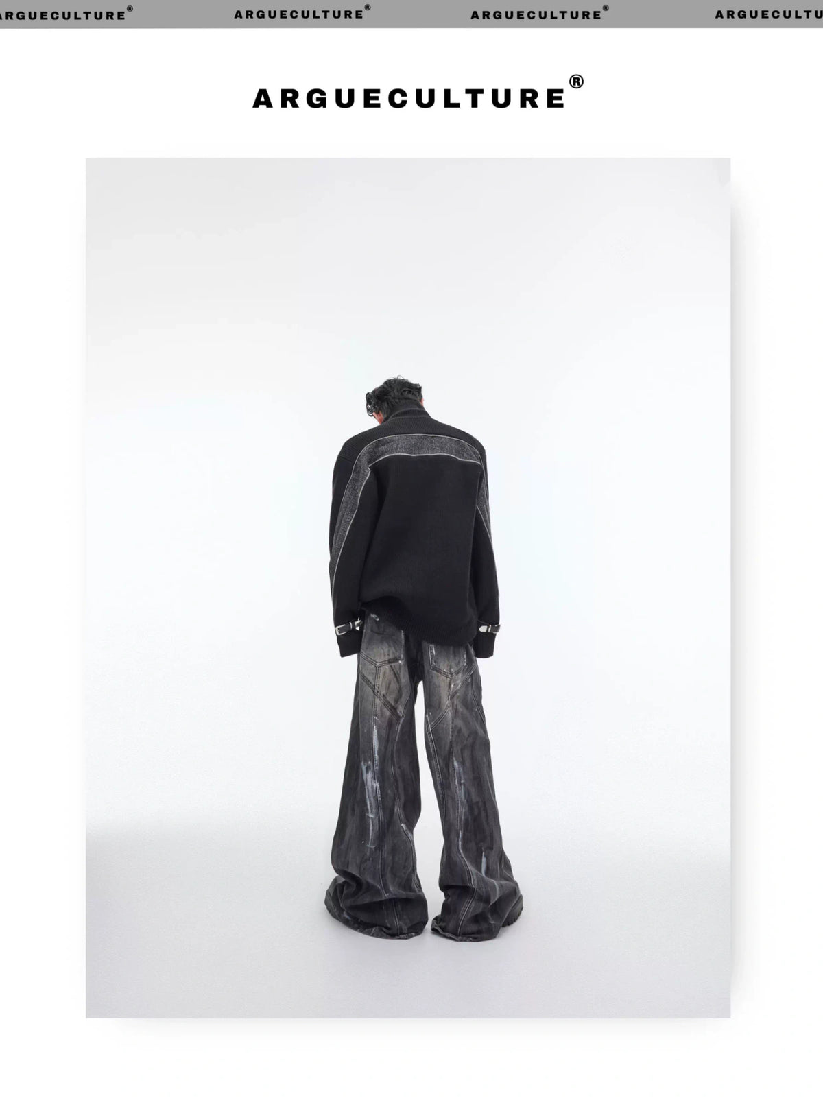 Graphite Black Distressed Wide-Leg Jeans - product detail