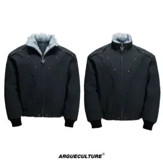 Washed Canvas Cropped Jacket | Fleece-Lined Streetwear - Black