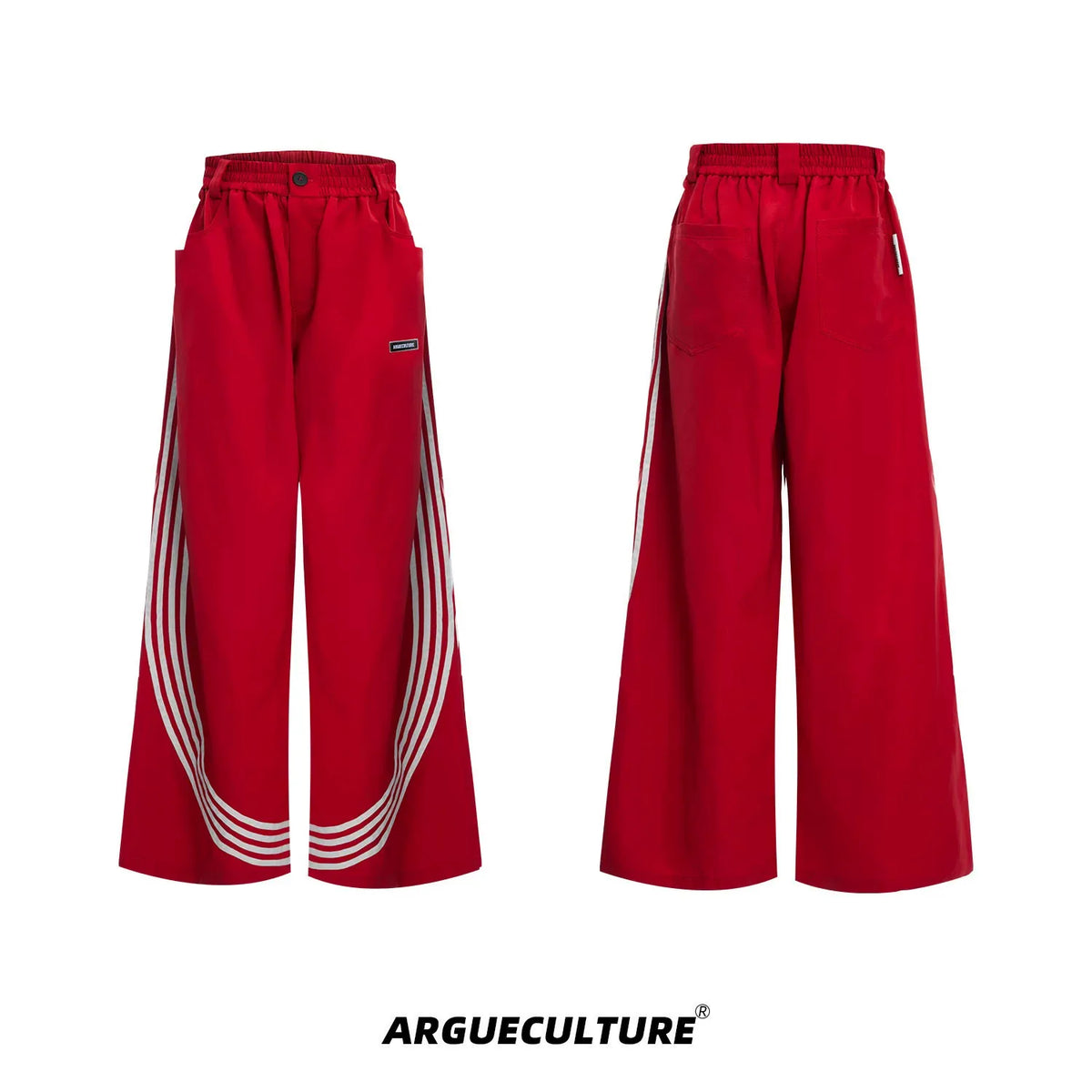 Retro Stand-Collar Trackwear Jacket and Pants - Red Pants