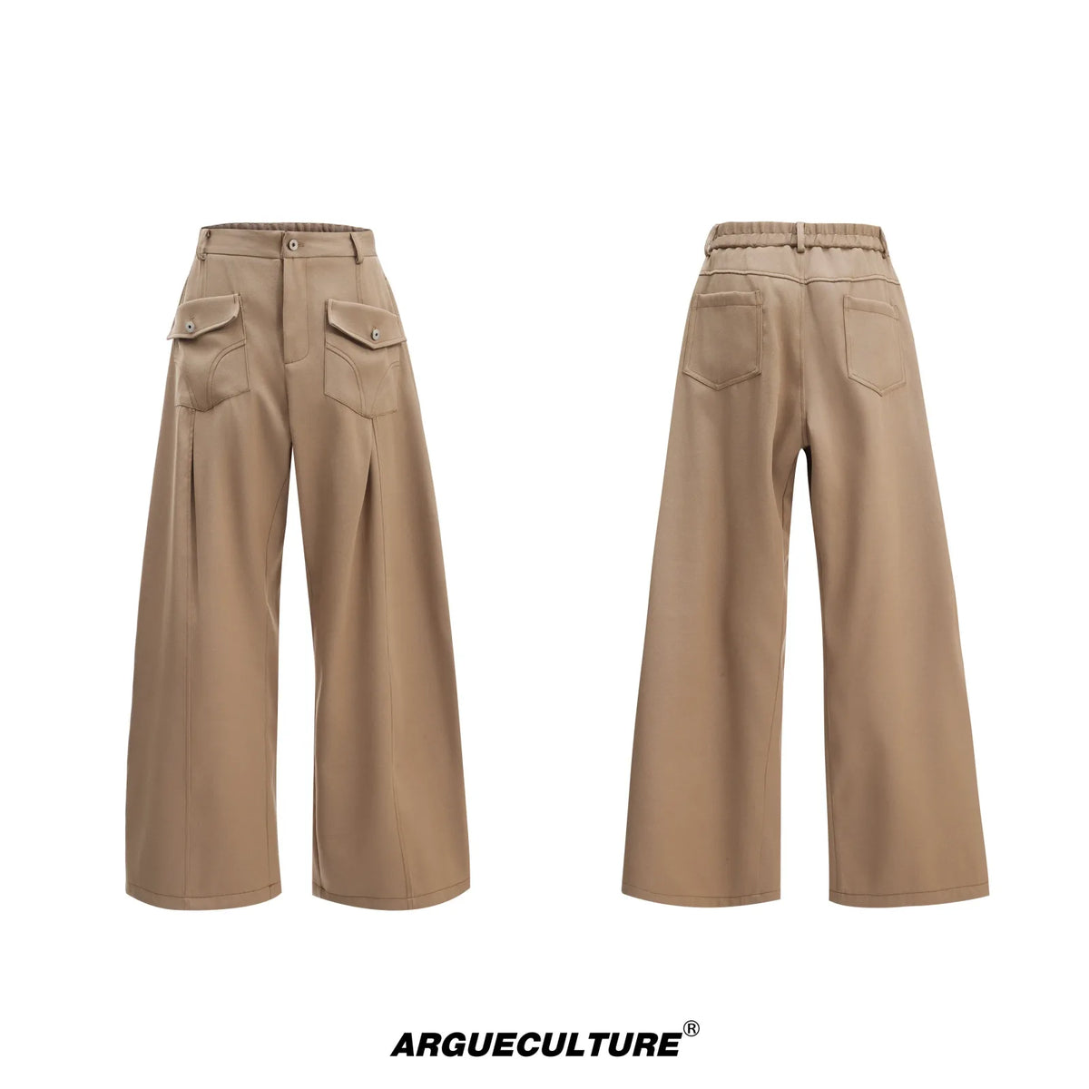 Pearl-Trimmed Collarless Utility Suit | Cotton Streetwear - Dark Brown Pants