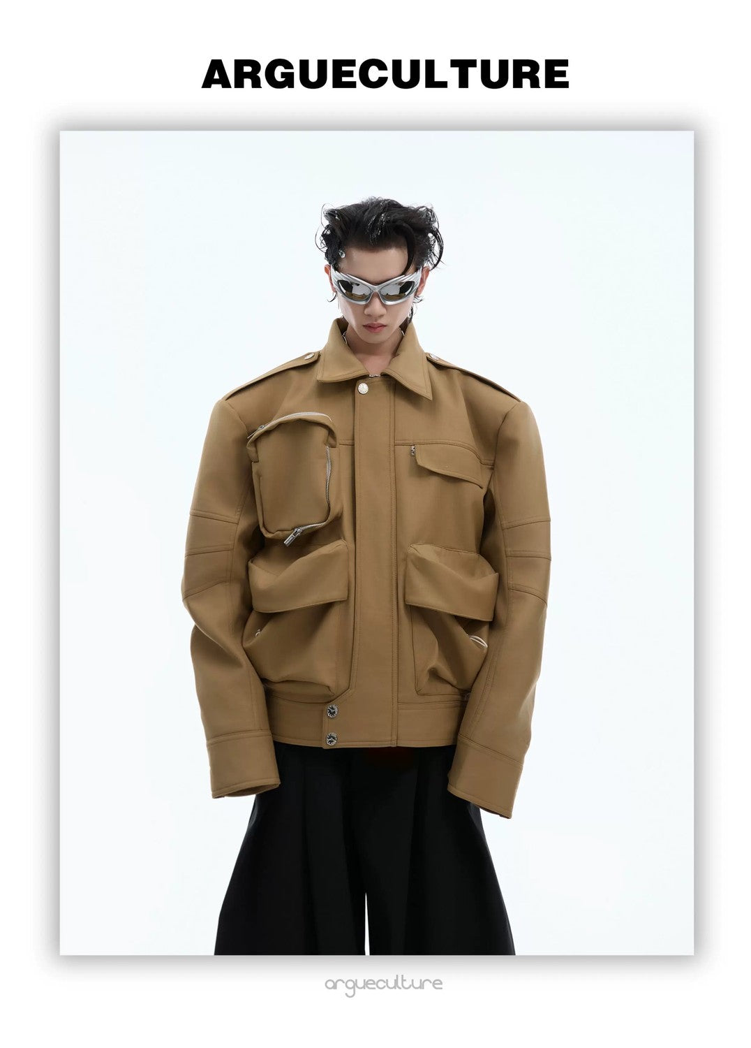 desc::techwear-multi-pocket-cargo-jacket-short-windbreaker-detail-img-2