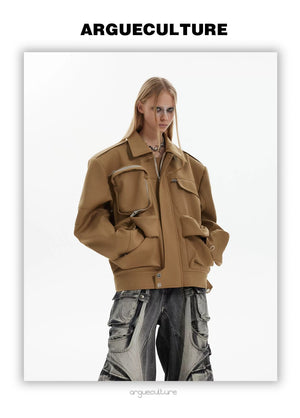 desc::techwear-multi-pocket-cargo-jacket-short-windbreaker-detail-img-4