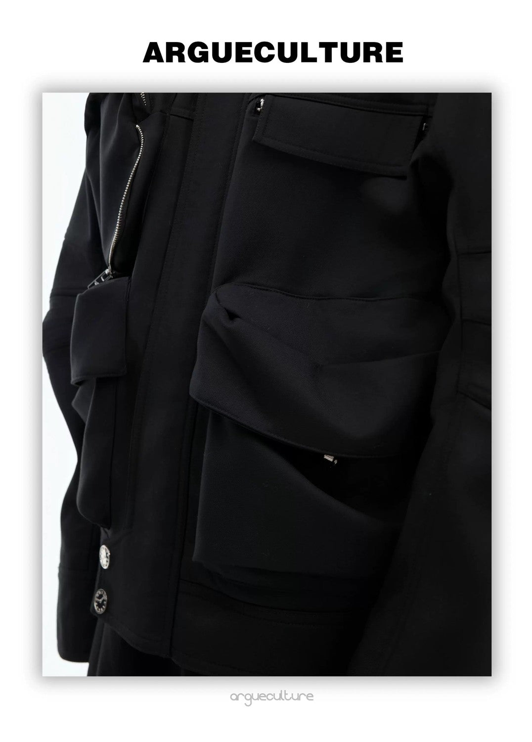 desc::techwear-multi-pocket-cargo-jacket-short-windbreaker-detail-img-6