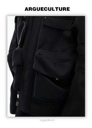 desc::techwear-multi-pocket-cargo-jacket-short-windbreaker-detail-img-6